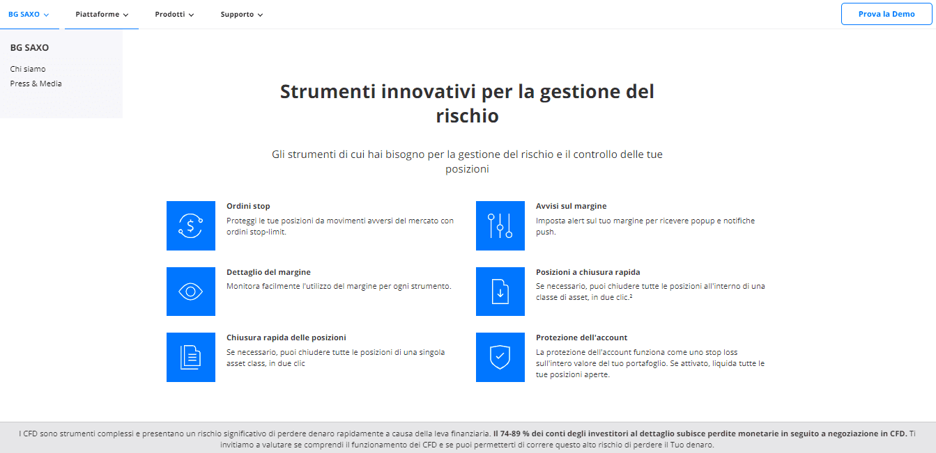 Strumenti di gestione del rischio di Saxo Bank Strumenti di gestione del rischio di Saxo Bank